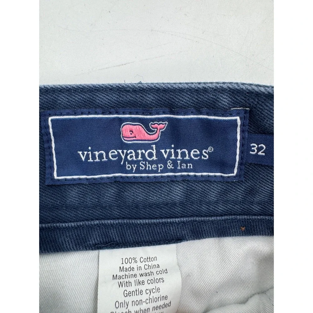 Vineyard Vines Mens 32 Club Short Navy Blue Cotton Chino Flat Front Shorts
